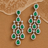 Green Cascading Drop Earrings
